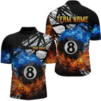 Custom Flame 8 Ball Billiard Shirts Billiard Team Jerseys Polo & 1/4 Zip Shirts