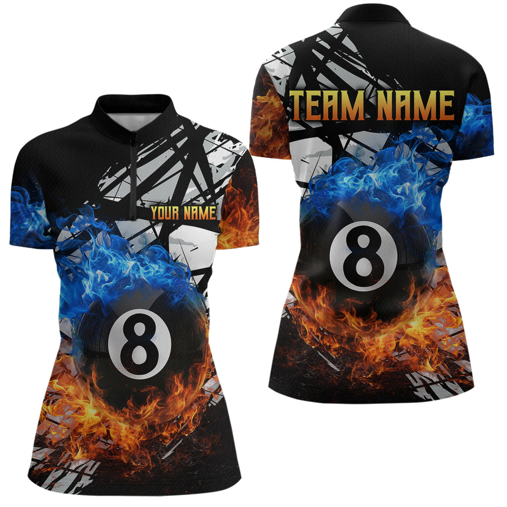 Custom Flame 8 Ball Billiard Shirts Billiard Team Jerseys Polo & 1/4 Zip Shirts