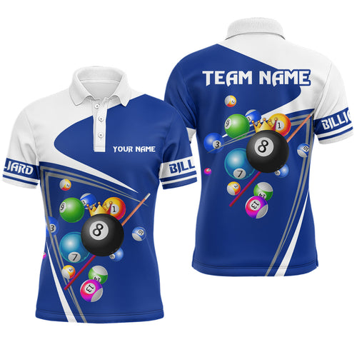 Custom Blue 8 Ball Crown Billiard Shirt Billiard Jersey Billiard Gifts Polo & 1/4 Zip NNT 87