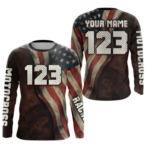 Custom US Flag Dirt Bike Jersey Off-Road Shirt Motocross Jersey +