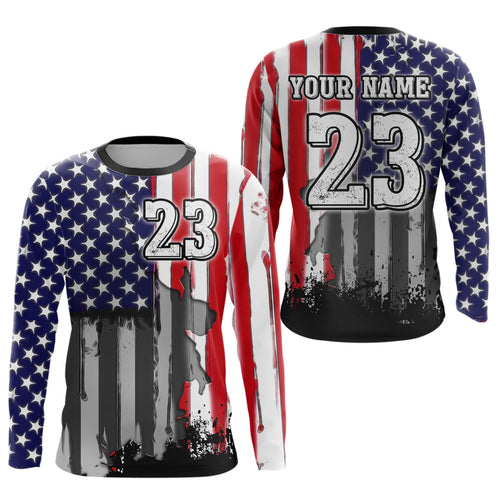 US Flag Dirt Bike Jersey Off-Road Shirt Custom Motocross Jersey +