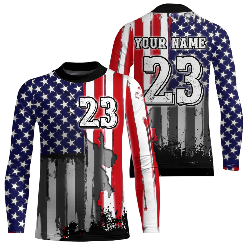 US Flag Dirt Bike Jersey Off-Road Shirt Custom Motocross Jersey +