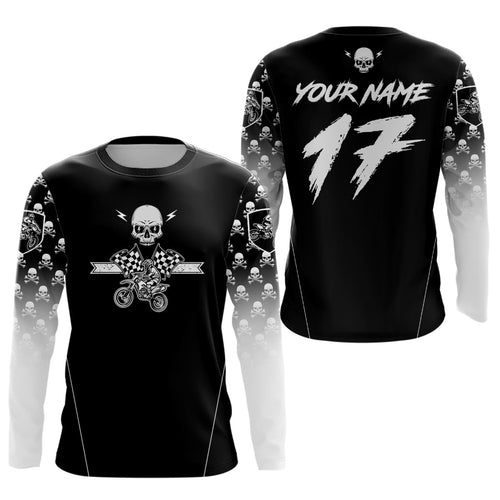 Custom Black Skull Motocross Shirts Adults Motocross Jersey +Dirt Bike