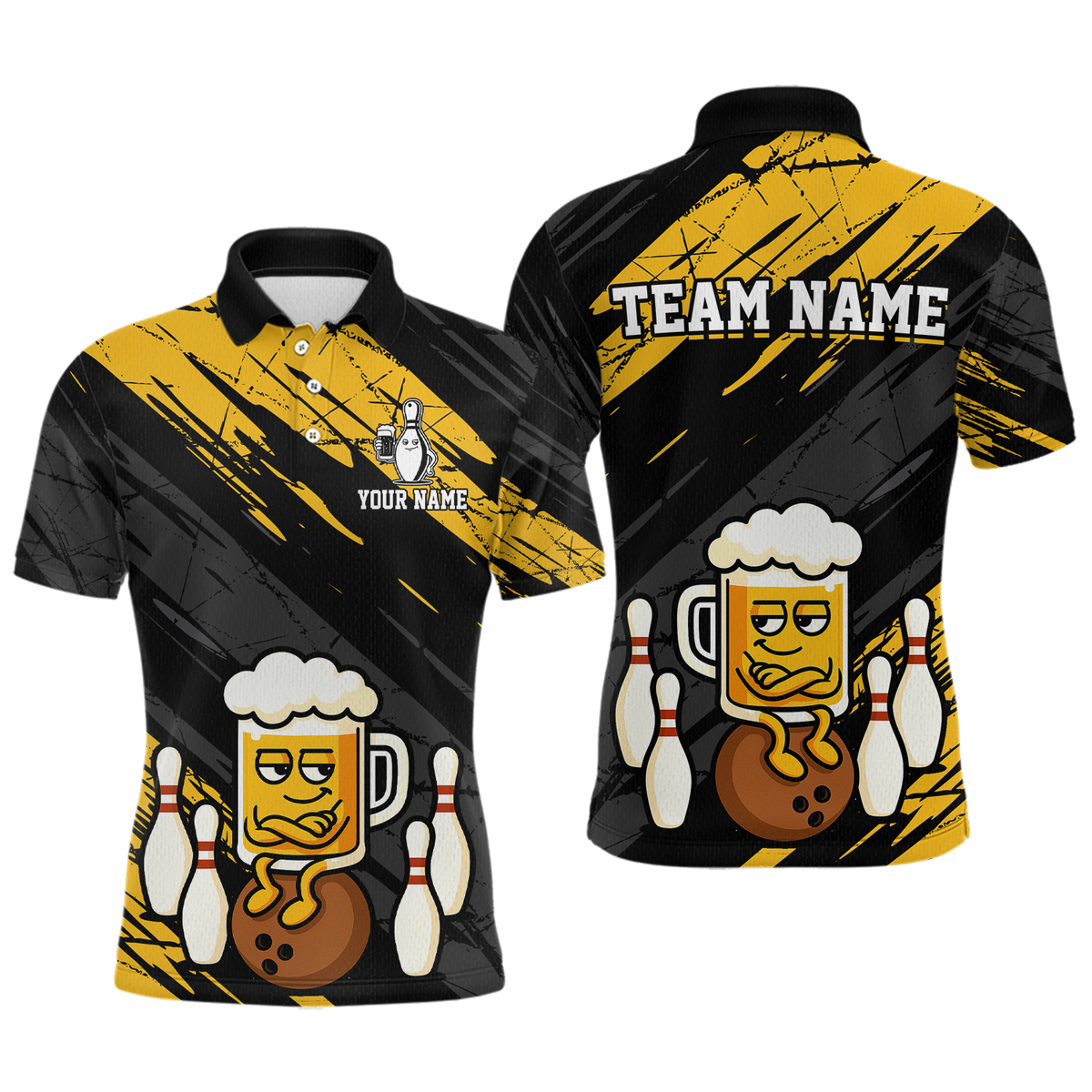 Custom Funny Beer Bowling Jersey Bowling Uniform Polo & 1/4 Zip Bowling Team Shirts