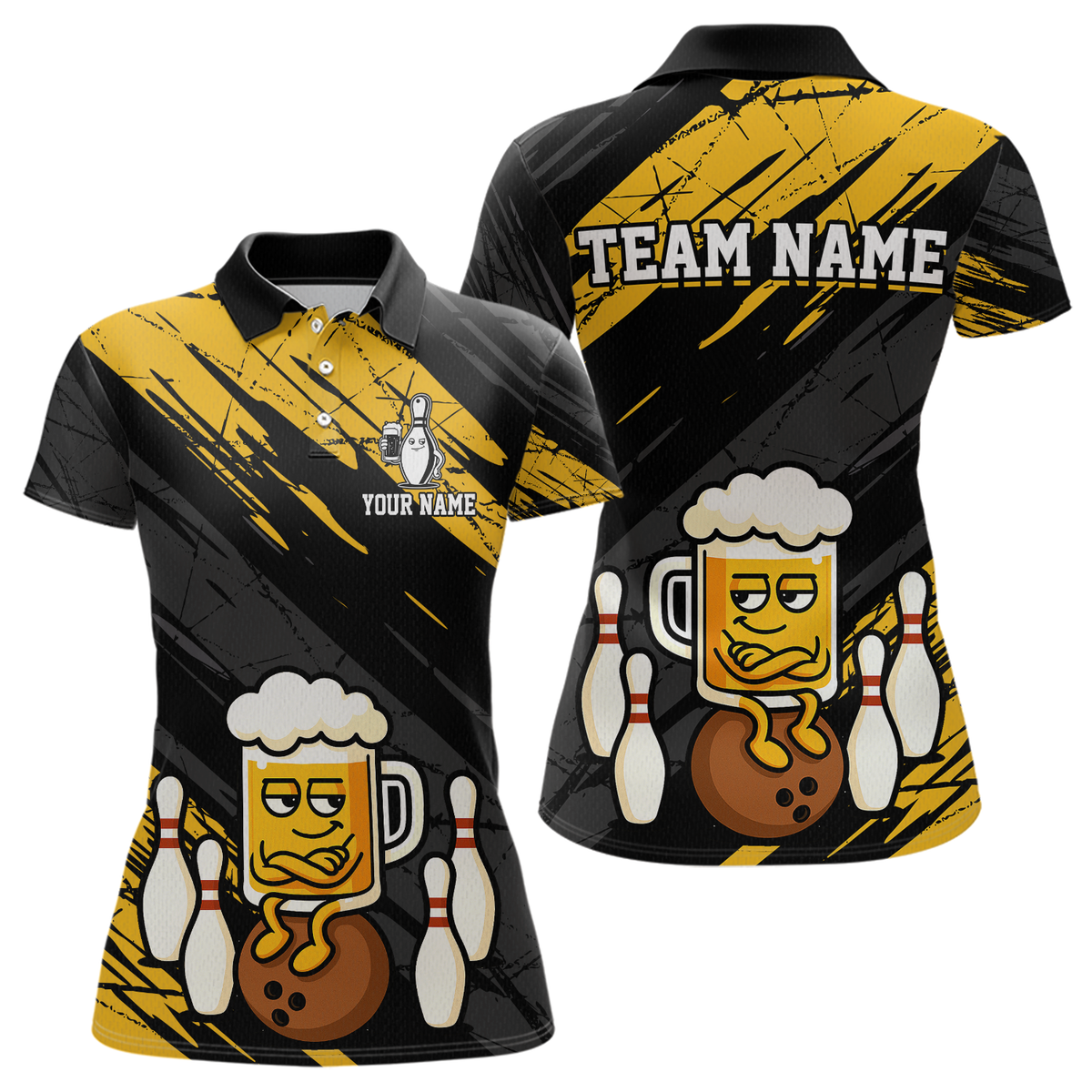 Custom Funny Beer Bowling Jersey Bowling Uniform Polo & 1/4 Zip Bowling Team Shirts