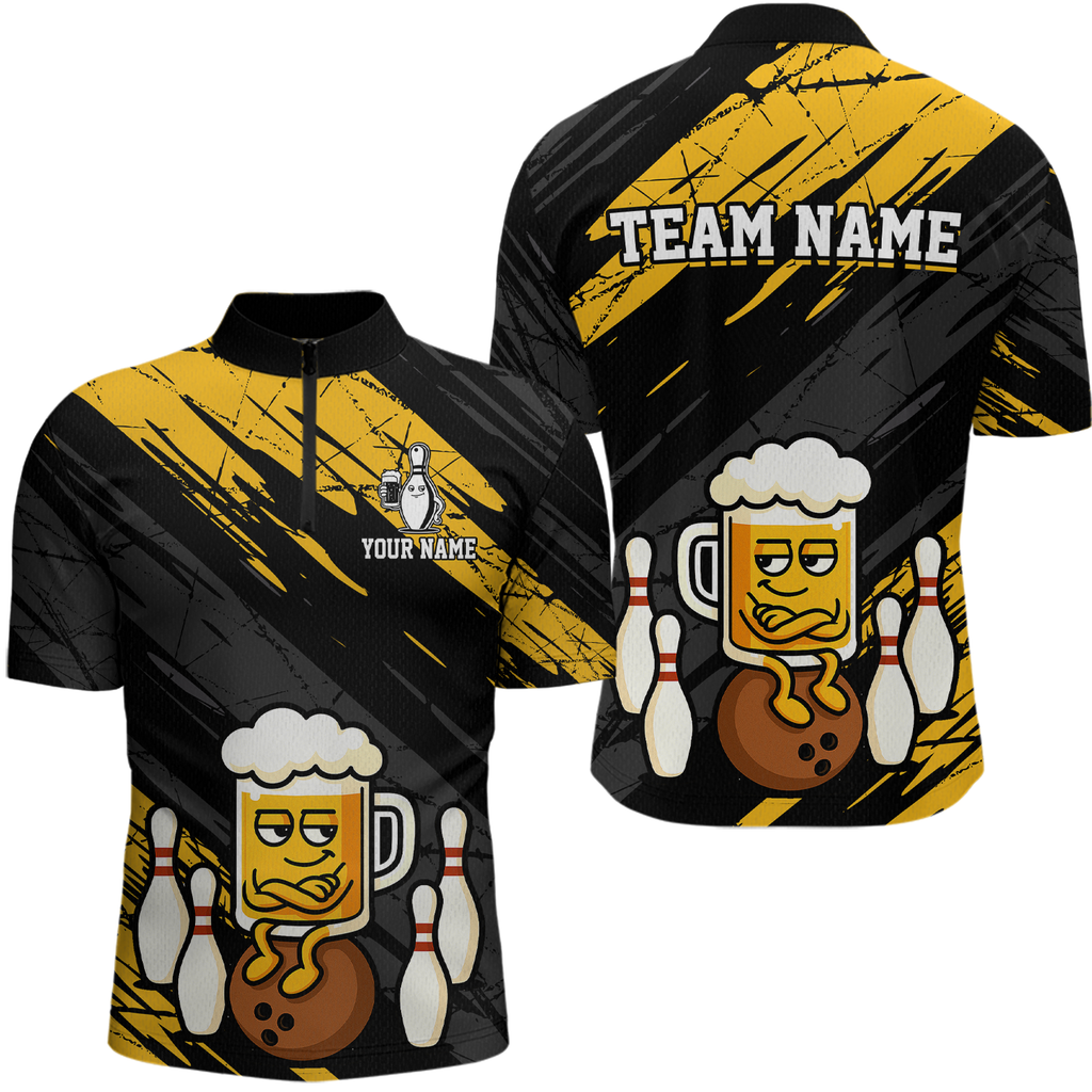 Custom Funny Beer Bowling Jersey Bowling Uniform Polo & 1/4 Zip Bowling Team Shirts