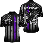 Custom Purple US Flag Eagle Bowling Jersey Bowling Team Shirts Polo & 1/4 Zip