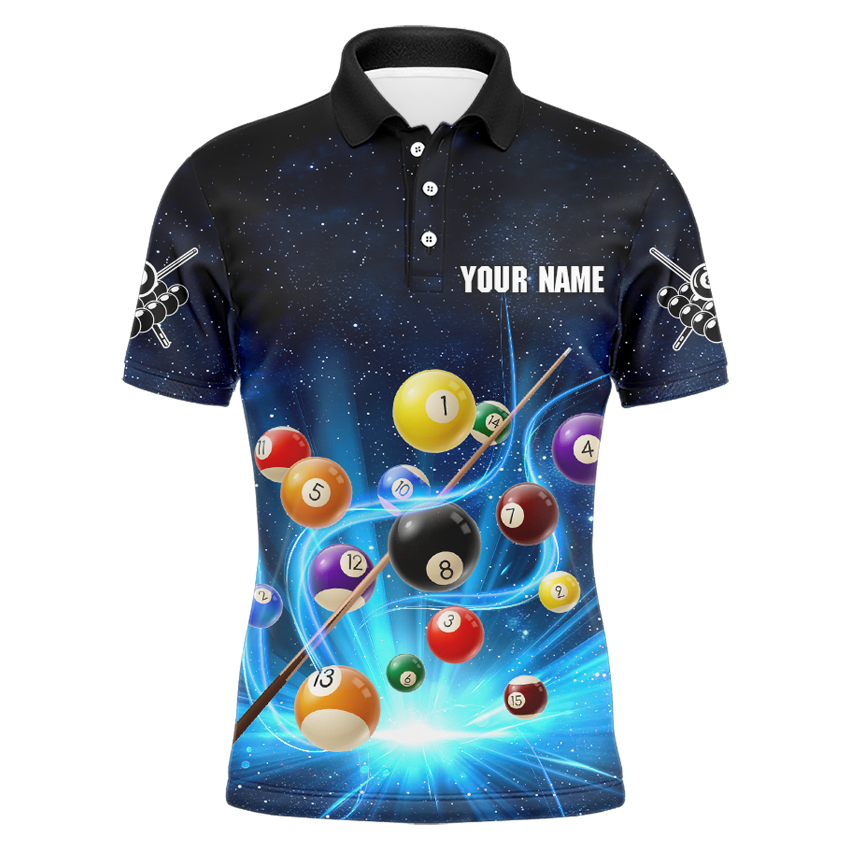 Custom Galaxy 8 Ball Billiard Shirts Billiard Team Shirts Billiard League Polo & 1/4 Zipper