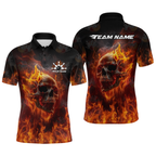 Custom Flame Skull Bowling Jersey Bowling Uniform Polo & 1/4 Zip Bowling Team Shirts
