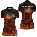 Custom Flame Skull Bowling Jersey Bowling Uniform Polo & 1/4 Zip Bowling Team Shirts