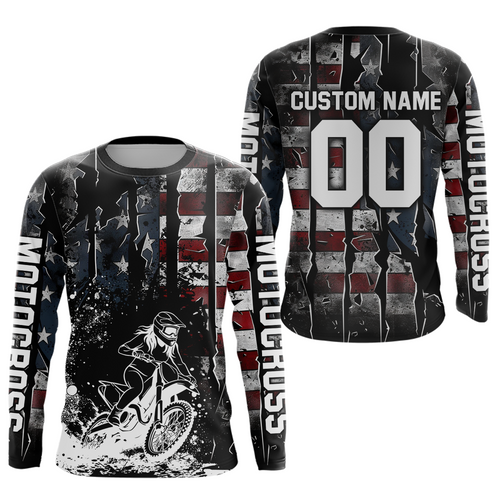 US Flag Motocross Shirt Racing Jersey + Dirt Bike Jersey Off-Road Shirt