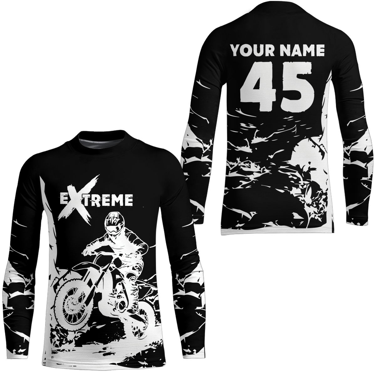 Black Motocross Racing Extreme Jersey + Motorcycle Shirt MX