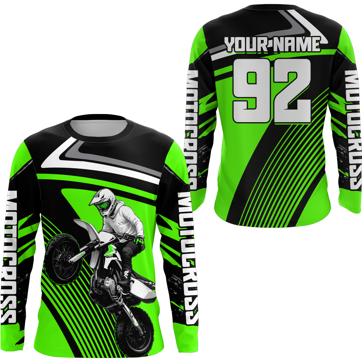 Custom Green Motocross Racing Jersey + Motorcycle Shirt Dirt Bike Jersey
