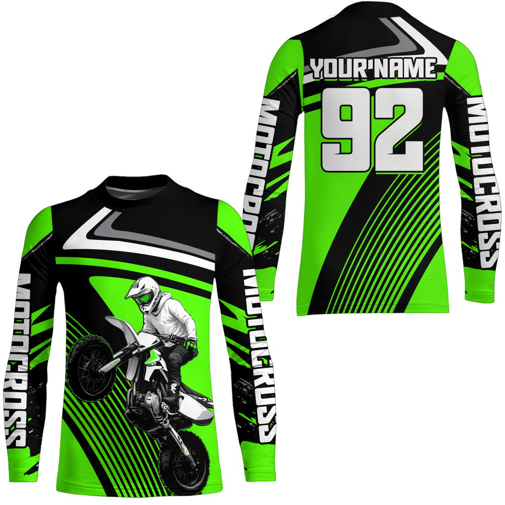 Custom Green Motocross Racing Jersey + Motorcycle Shirt Dirt Bike Jersey