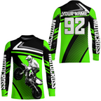 Custom Green Motocross Racing Jersey + Motorcycle Shirt Dirt Bike Jersey
