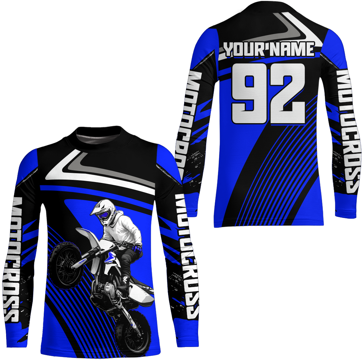 Custom Blue Motocross Racing Jersey + Motorcycle Shirt Dirt Bike Jersey