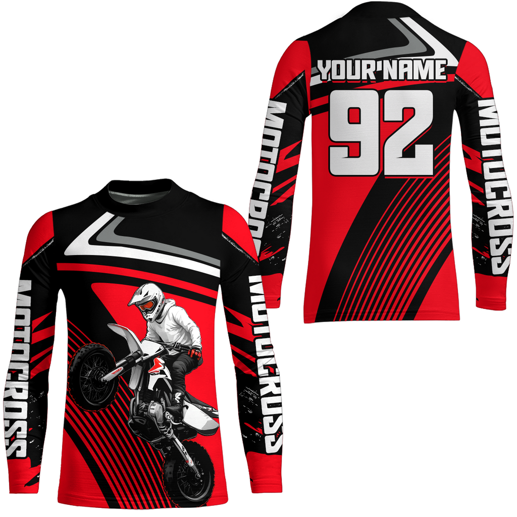 Custom Red Motocross Racing Jersey + Motorcycle Shirt Dirt Bike Jersey