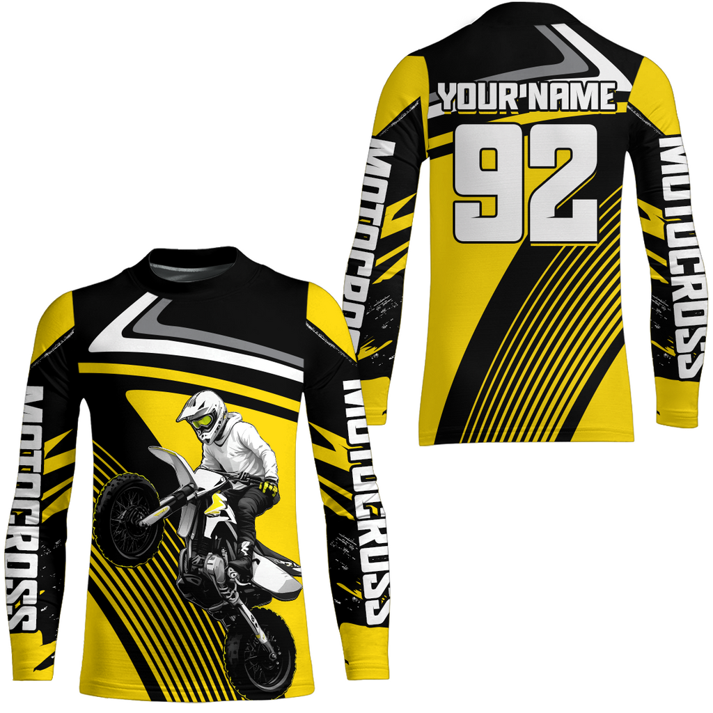 Custom Yellow Motocross Racing Jersey + Motorcycle Shirt Dirt Bike Jersey