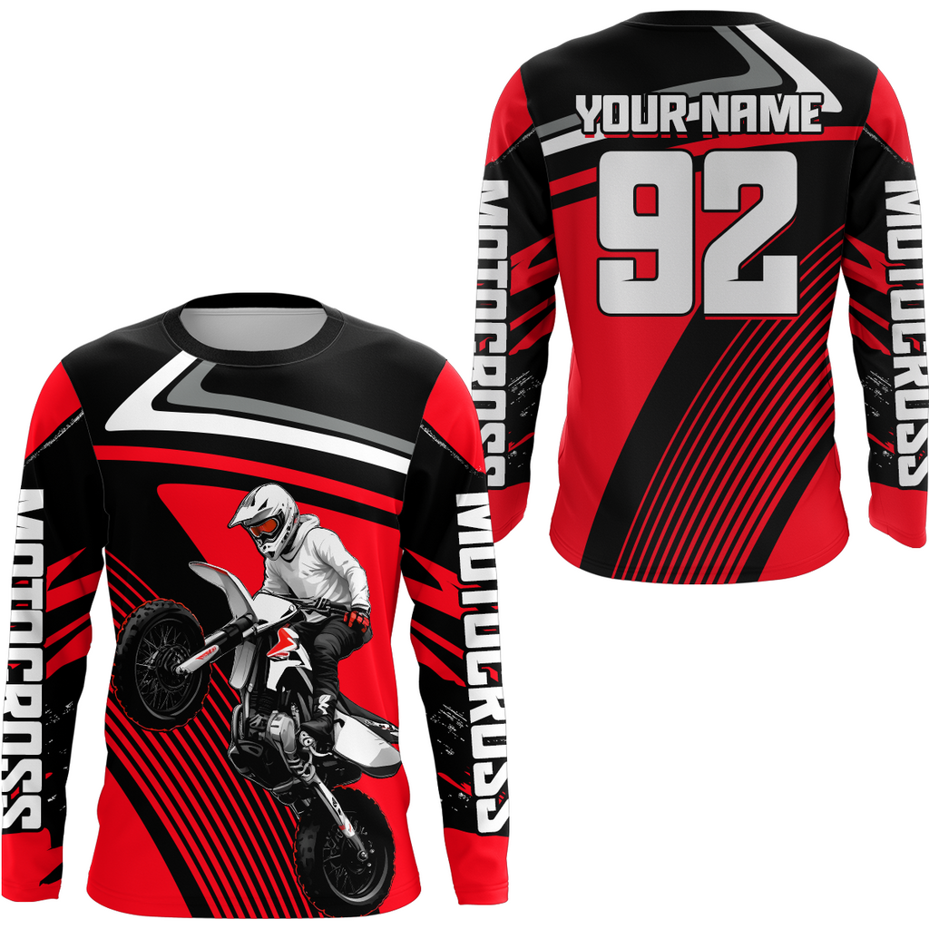 Custom Red Motocross Racing Jersey + Motorcycle Shirt Dirt Bike Jersey
