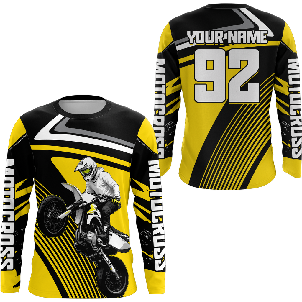 Custom Yellow Motocross Racing Jersey + Motorcycle Shirt Dirt Bike Jersey