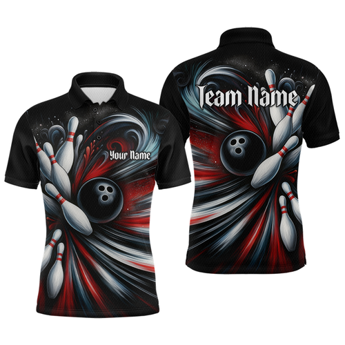 Custom Black Red Bowling Jersey Custom Team Bowling Shirts Polo & 1/4 Zip