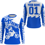 Blue Racing Dirt Bike Shirt Motocross Jersey + Extreme Off-Road