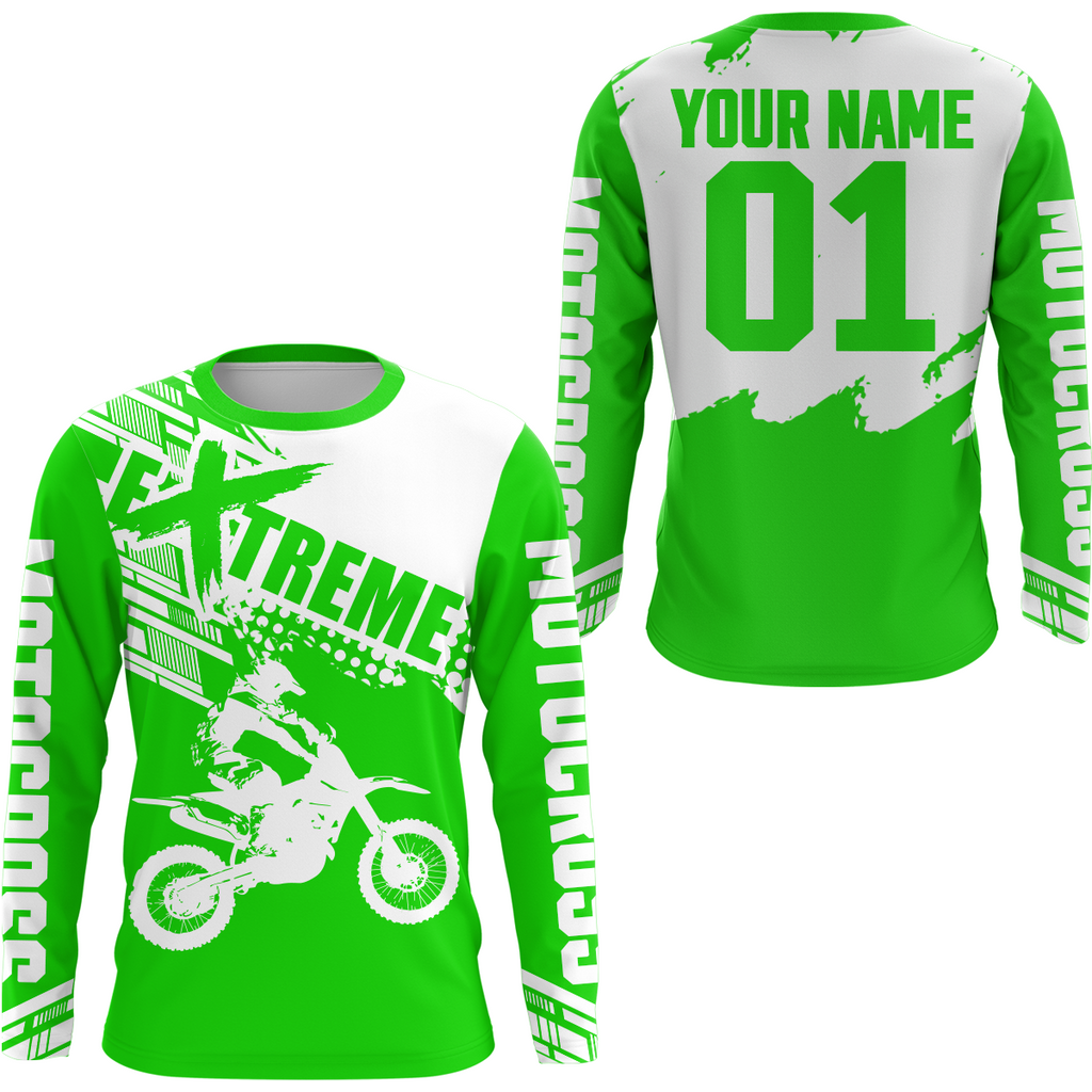 Green Racing Dirt Bike Shirt Motocross Jersey + Extreme Off-Road