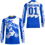 Blue Racing Dirt Bike Shirt Motocross Jersey + Extreme Off-Road