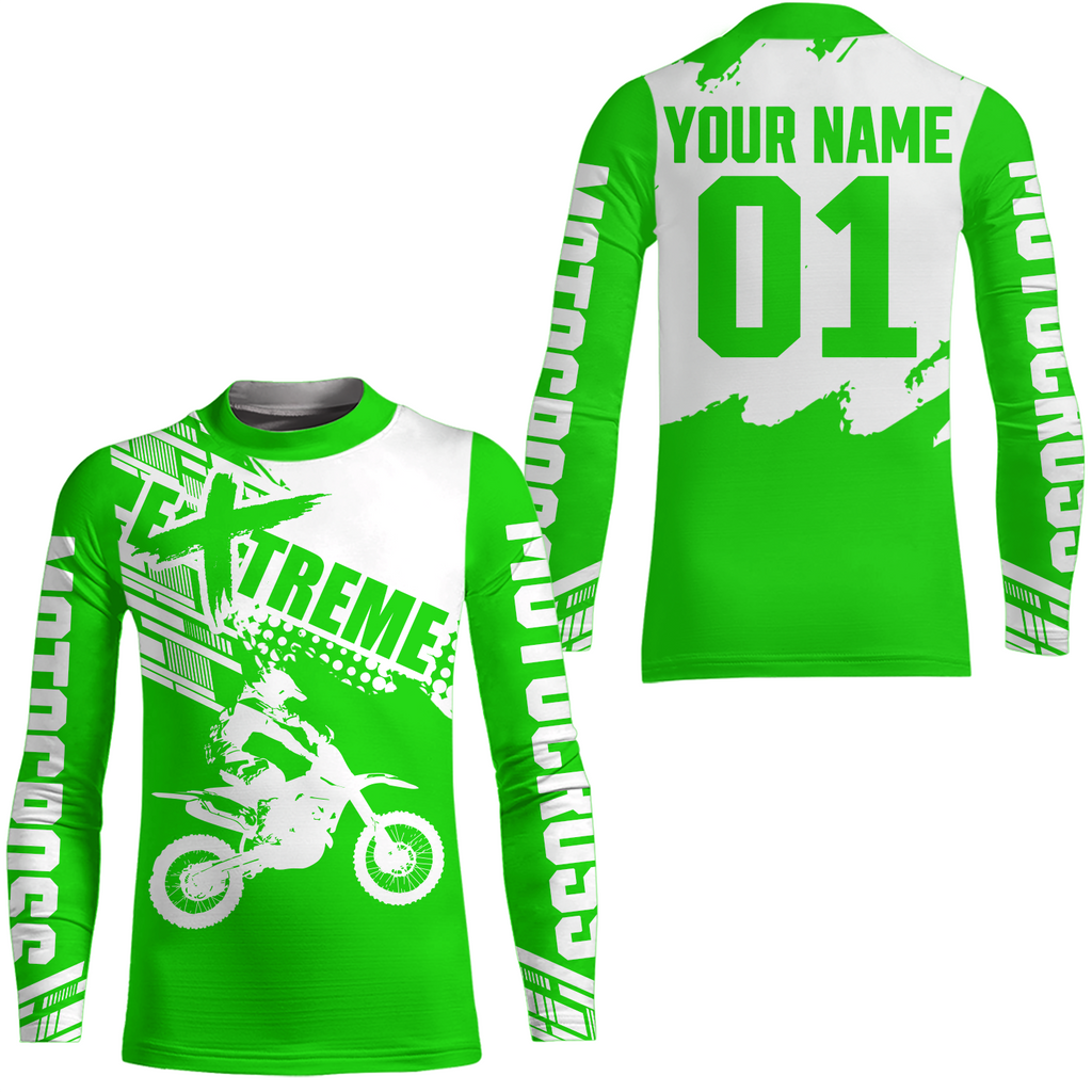 Green Racing Dirt Bike Shirt Motocross Jersey + Extreme Off-Road