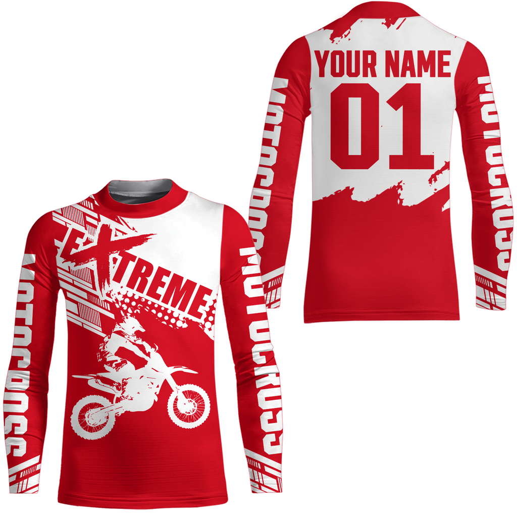 Red Racing Dirt Bike Shirt Motocross Jersey + Extreme Off-Road