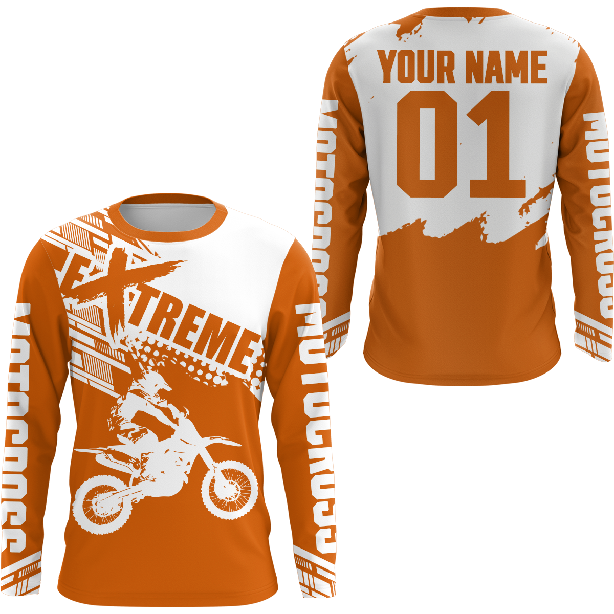 Orange Racing Dirt Bike Shirt Motocross Jersey + Extreme Off-Road