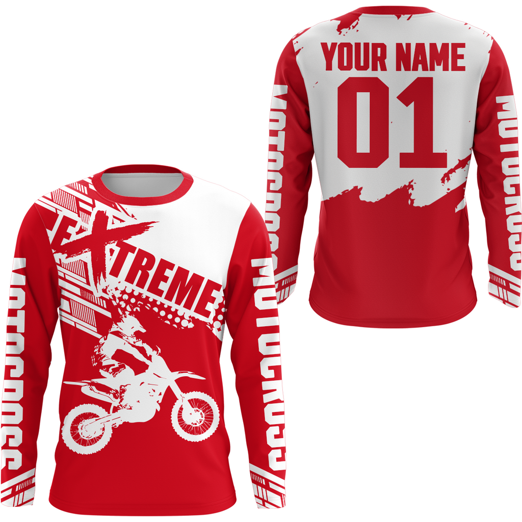 Red Racing Dirt Bike Shirt Motocross Jersey + Extreme Off-Road
