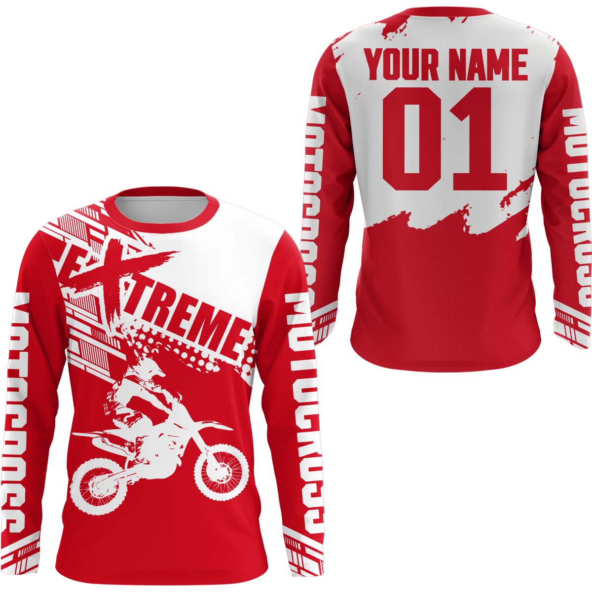 Red Racing Dirt Bike Shirt Motocross Jersey + Extreme Off-Road