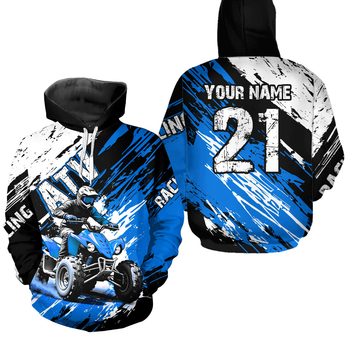Blue Atv Motocross Hoodie Custom Off-Road Quad Bike Hoodies