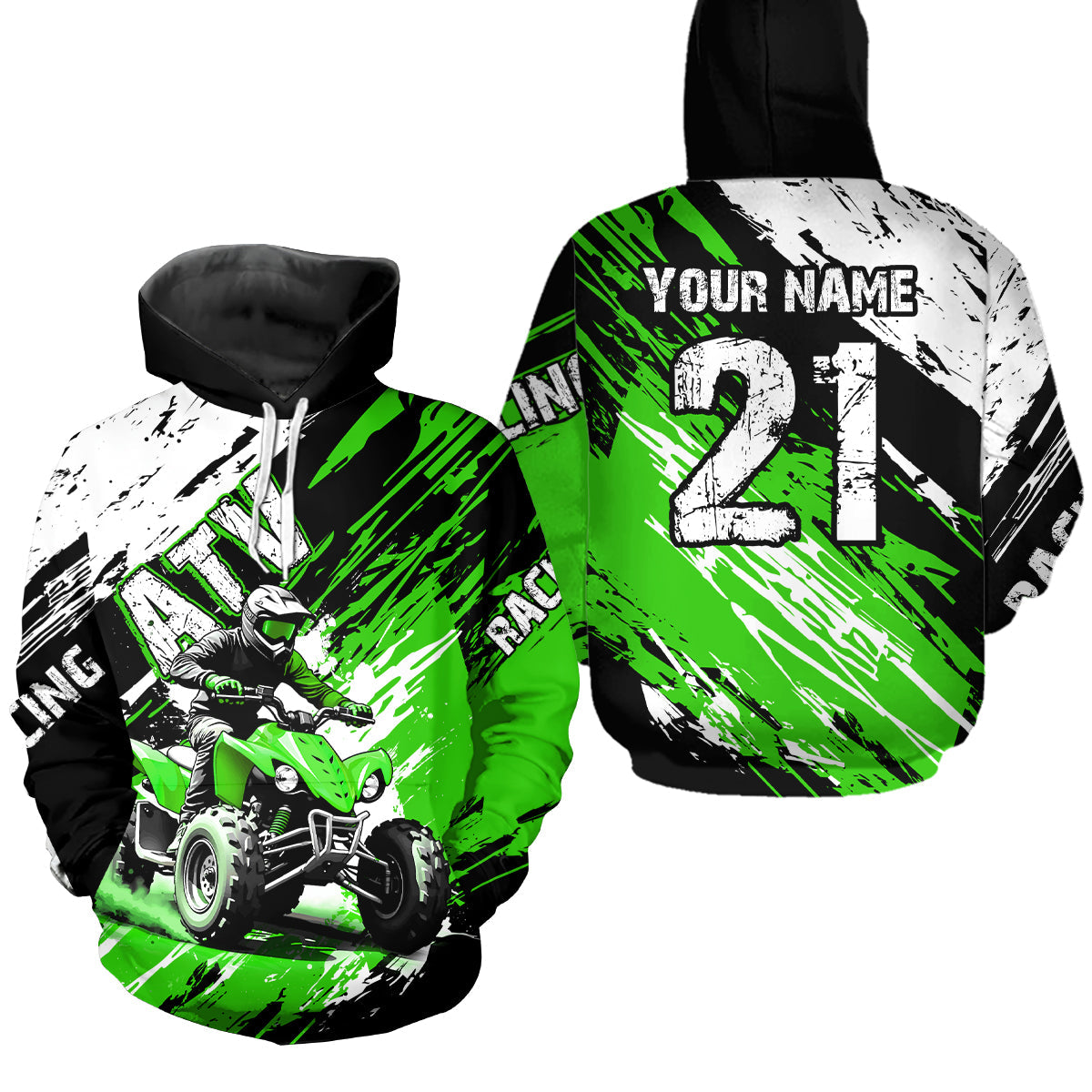 Green Atv Motocross Hoodie Custom Off-Road Quad Bike Hoodies