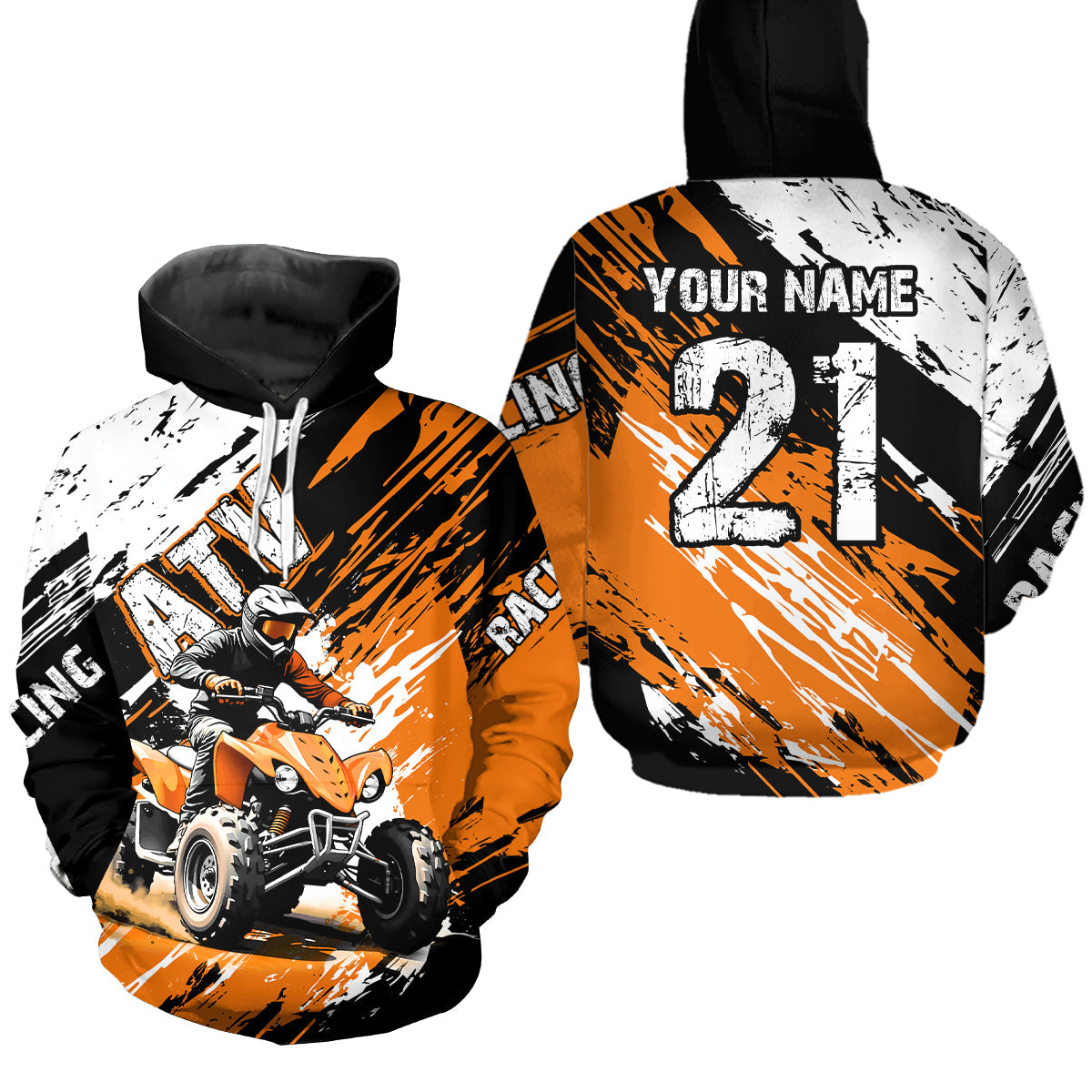 Orange Atv Motocross Hoodie Custom Off-Road Quad Bike Hoodies