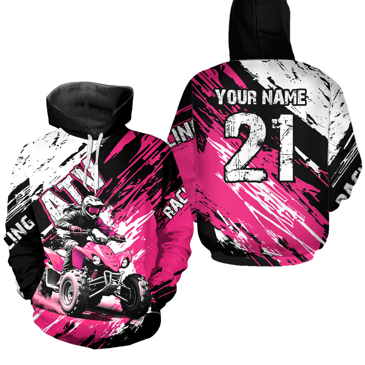 Pink Atv Motocross Hoodie Custom Off-Road Quad Bike Hoodies
