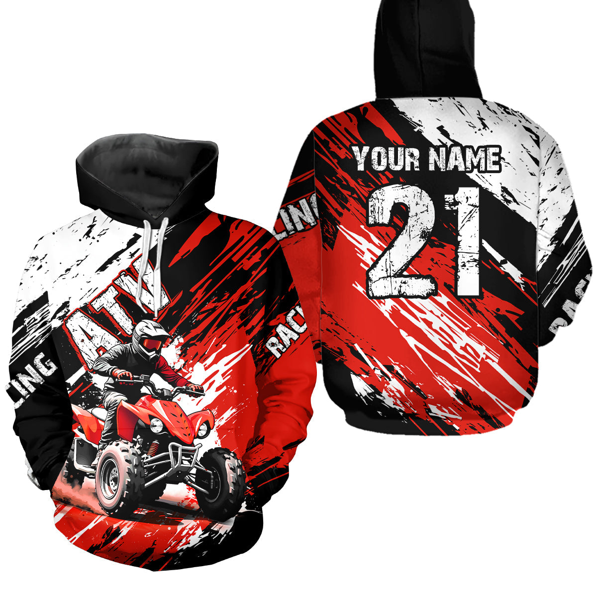 Red Atv Motocross Hoodie Custom Off-Road Quad Bike Hoodies