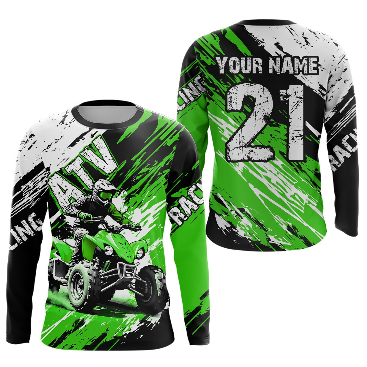 Green Atv Motocross Jersey Custom Off-Road Quad Bike Shirt Mx Dirt Bike