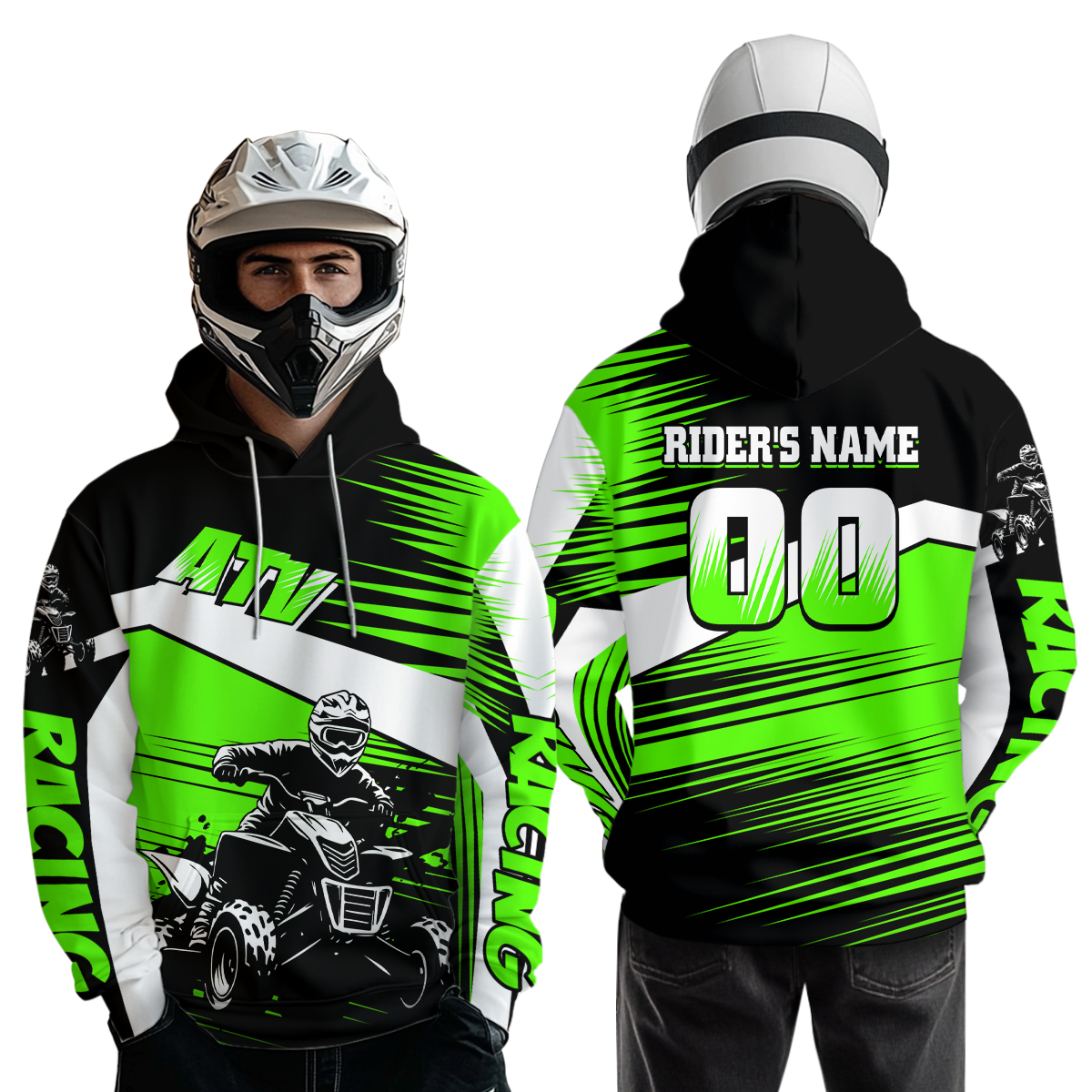 Custom Green ATV Motocross Hoodie Jersey Quad Racing Hoodie Shirt