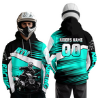 Custom Turquoise ATV Motocross Hoodie Jersey Quad Racing Hoodie Shirt
