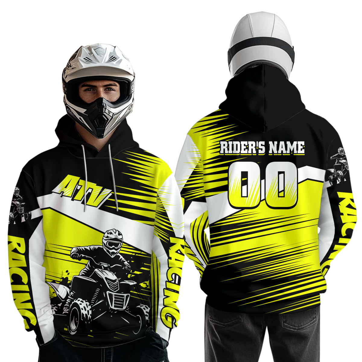 Custom Yellow ATV Motocross Hoodie Jersey Quad Racing Hoodie Shirt