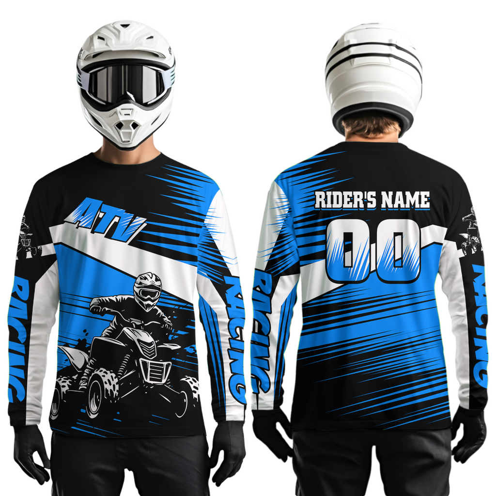 Custom Blue ATV Motocross Jersey for Adult Quad Dirt Bike Racing Shirt