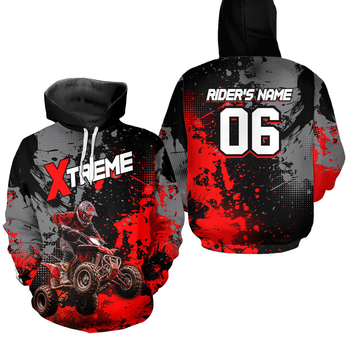 Custom ATV Motocross Hoodie Red Upf30+ Extreme Quad Bike Off-Road Jersey Mx Riding Hoodied