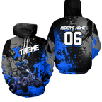 Custom ATV Motocross Hoodie Blue Upf30+ Extreme Quad Bike Off-Road Jersey Mx Riding Hoodied