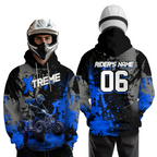 Custom ATV Motocross Hoodie Blue Upf30+ Extreme Quad Bike Off-Road Jersey Mx Riding Hoodied