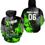 Custom ATV Motocross Hoodie Green Upf30+ Extreme Quad Bike Off-Road Jersey Mx Riding Hoodied