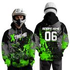Custom ATV Motocross Hoodie Green Upf30+ Extreme Quad Bike Off-Road Jersey Mx Riding Hoodied