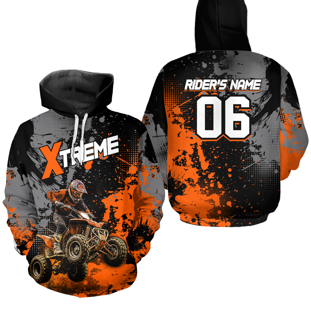 Custom ATV Motocross Hoodie Orange Upf30+ Extreme Quad Bike Off-Road Jersey Mx Riding Hoodied