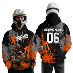 Custom ATV Motocross Hoodie Orange Upf30+ Extreme Quad Bike Off-Road Jersey Mx Riding Hoodied
